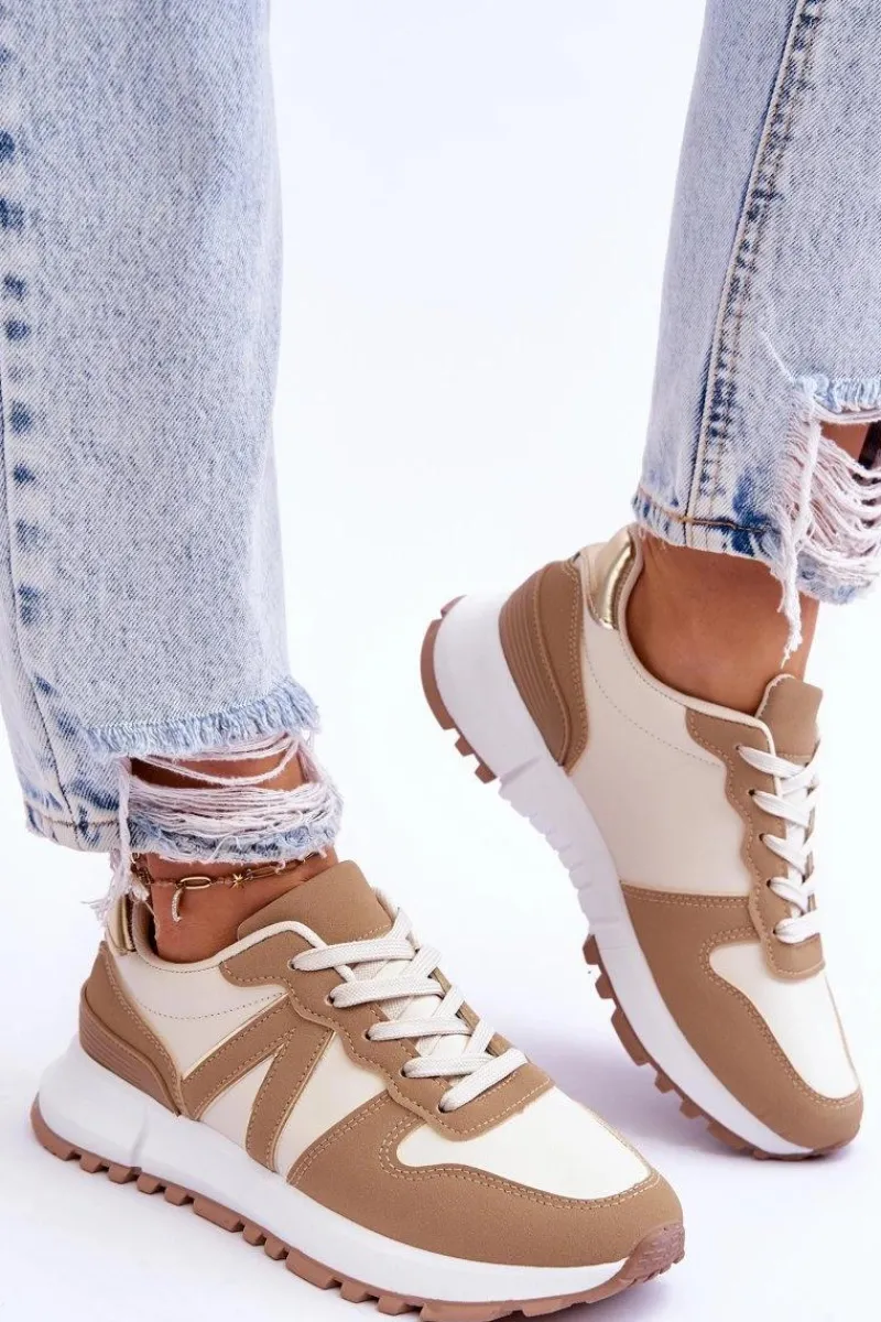 Discount Boto Damskie Niskie Buty Sportowe Beżowe Elliot
