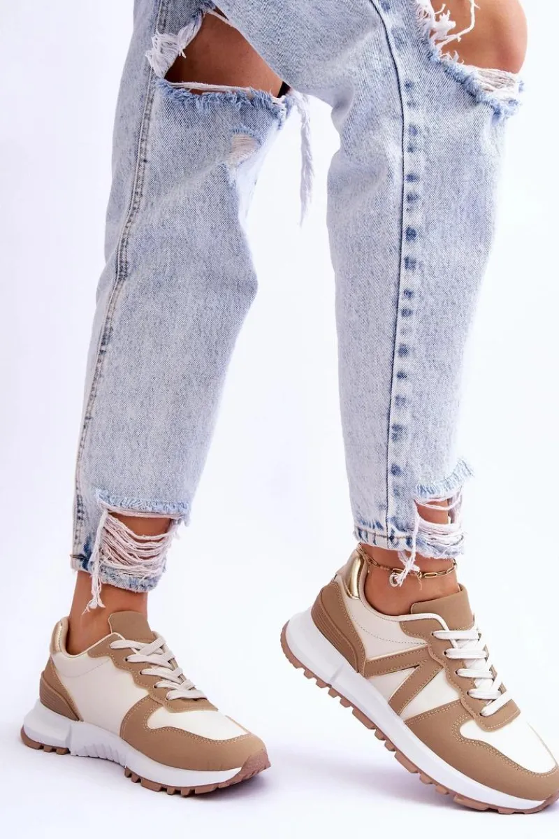 Discount Boto Damskie Niskie Buty Sportowe Beżowe Elliot