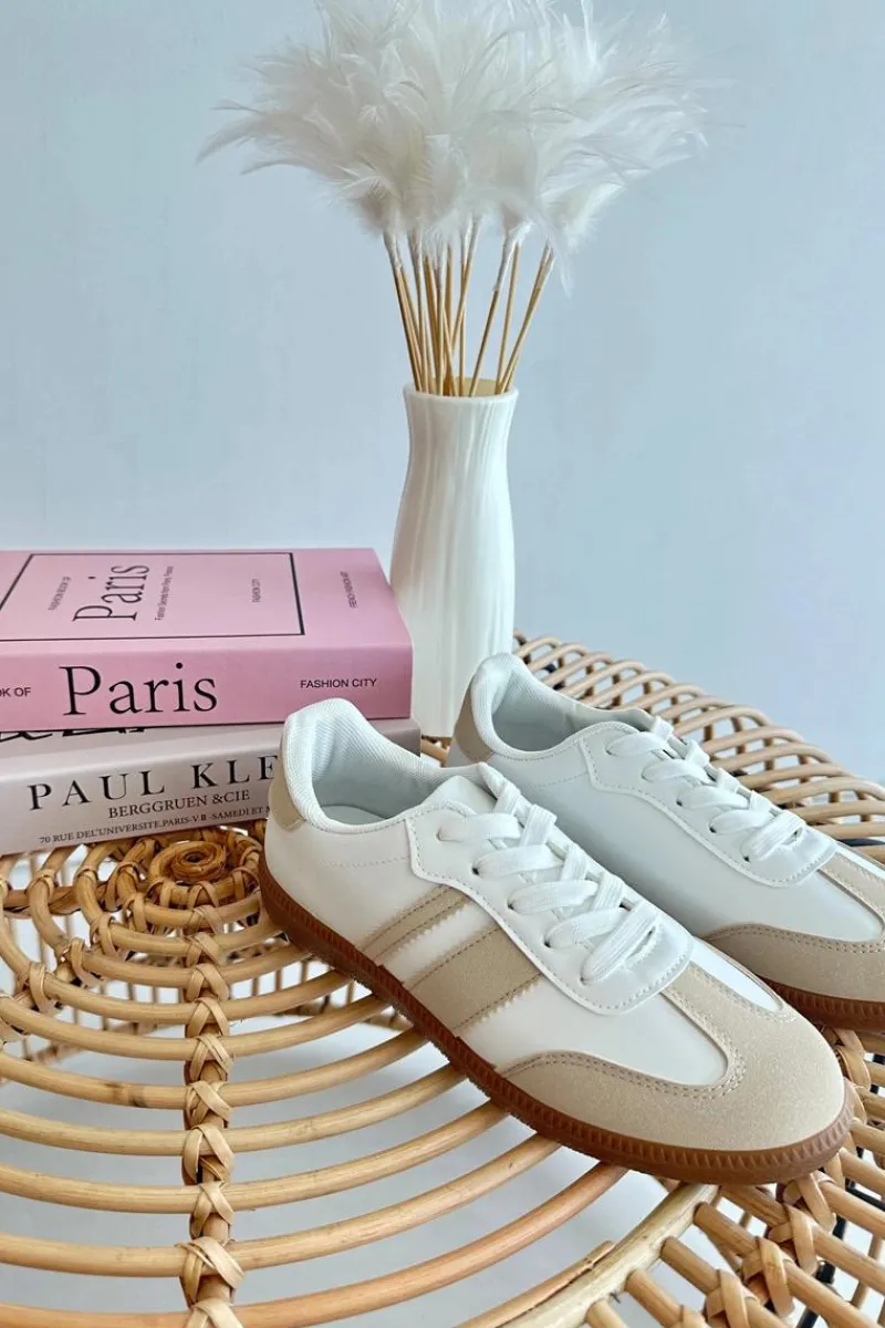 Sneakersy Damskie>Boto Damskie Niskie Eko Skórzane Sneakersy Biało-Szare Relialia