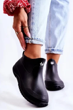 New Boto Damskie Niskie Kalosze Czarne Eldora