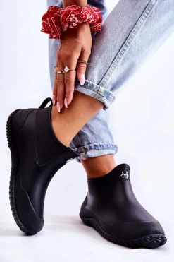 New Boto Damskie Niskie Kalosze Czarne Eldora