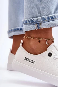 Trampki Damskie Big Star|Trampki Damskie Niskie></noscript>Big Star Shoes Damskie Niskie Materiałowe Trampki Big Star KK274008 Białe