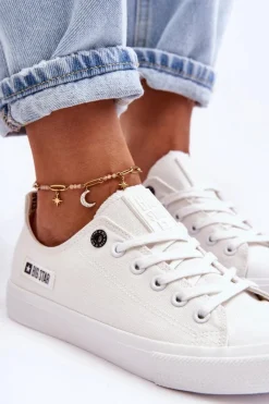 Trampki Damskie Big Star|Trampki Damskie Niskie></noscript>Big Star Shoes Damskie Niskie Materiałowe Trampki Big Star KK274008 Białe