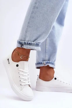 Trampki Damskie Big Star|Trampki Damskie Niskie></noscript>Big Star Shoes Damskie Niskie Materiałowe Trampki Big Star KK274008 Białe