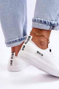 Trampki Damskie Big Star|Trampki Damskie Niskie></noscript>Big Star Shoes Damskie Niskie Materiałowe Trampki Big Star KK274008 Białe