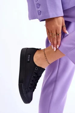 Trampki Damskie Big Star|Trampki Damskie Niskie>Big Star Shoes Damskie Niskie Skórzane Trampki Big Star KK274011 Czarne