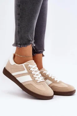 Clearance Damskie Niskie Sneakersy Buty Sportowe Beżowe Eudiopis Damskie Buty Sportowe Na Platformie|Sneakersy Damskie