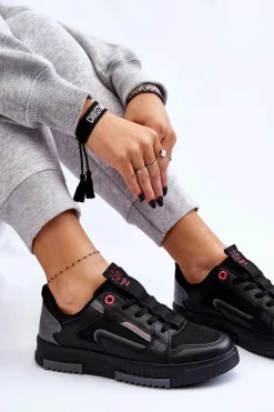 Discount Cross Jeans Damskie Niskie Sneakersy LL2R4012C Czarne Czarny