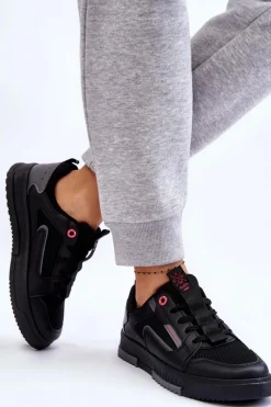 Discount Cross Jeans Damskie Niskie Sneakersy LL2R4012C Czarne Czarny