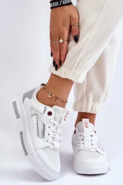 Online Cross Jeans Damskie Niskie Sneakersy LL2R4011C Białe Biały