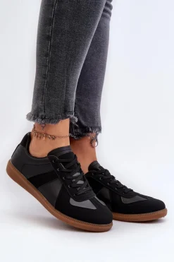 Sneakersy Damskie>Boto Damskie Niskie Sneakersy Czarne Braidn