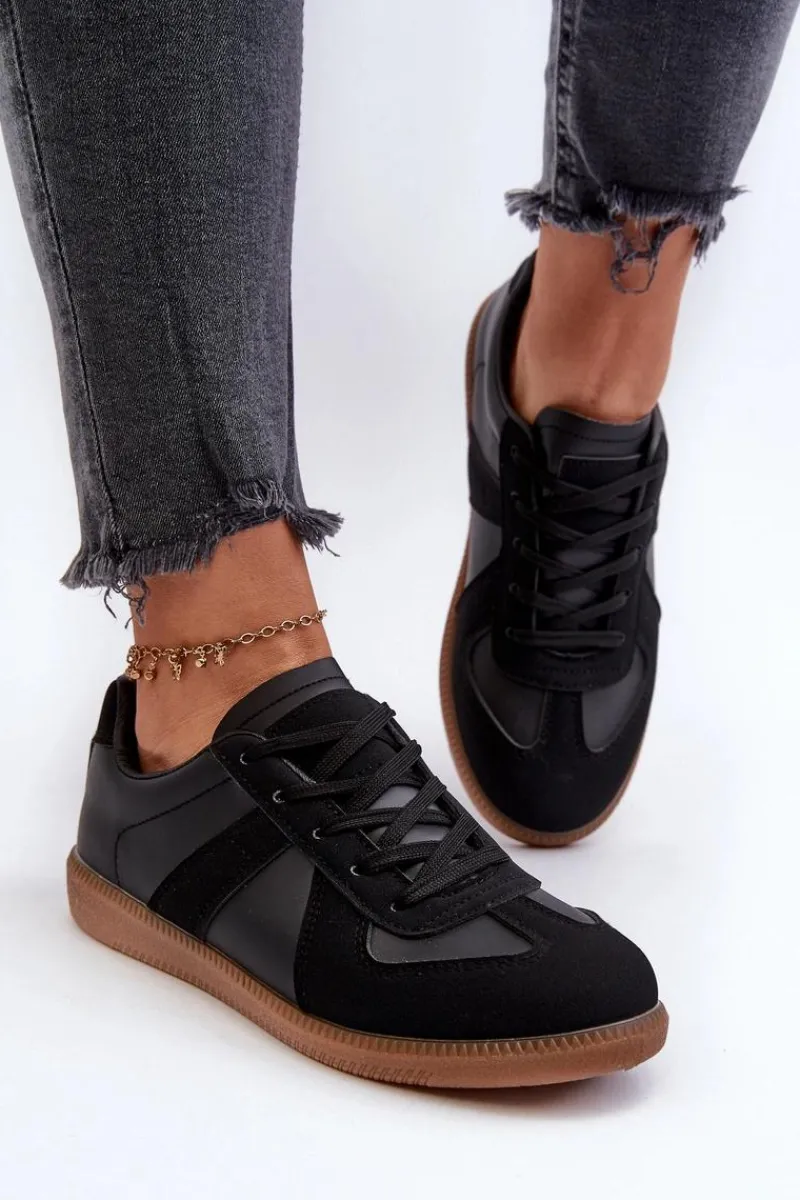 Sneakersy Damskie>Boto Damskie Niskie Sneakersy Czarne Braidn