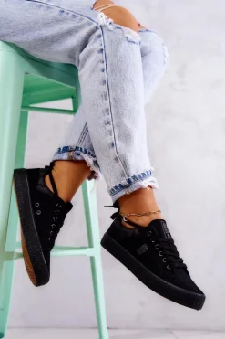 New Damskie Niskie Tenisówki Big Star JJ274563 Czarne Damskie Trampki Damskie Big Star|Trampki Damskie Niskie