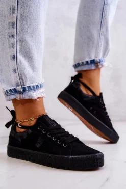 New Damskie Niskie Tenisówki Big Star JJ274563 Czarne Damskie Trampki Damskie Big Star|Trampki Damskie Niskie