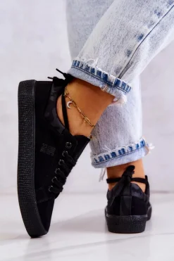 New Damskie Niskie Tenisówki Big Star JJ274563 Czarne Damskie Trampki Damskie Big Star|Trampki Damskie Niskie