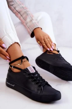Discount Cross Jeans Damskie Niskie Tenisówki JJ2R4054C Czarne Czarny