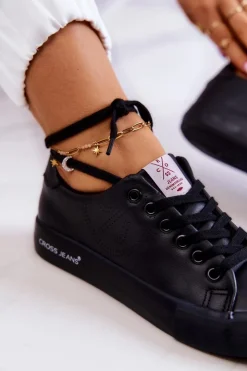 Discount Cross Jeans Damskie Niskie Tenisówki JJ2R4054C Czarne Czarny