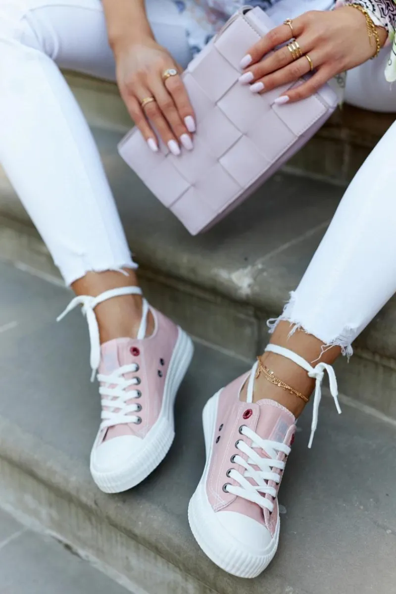 Discount Big Star Shoes Damskie Niskie Trampki BIG STAR JJ274385 Różowe