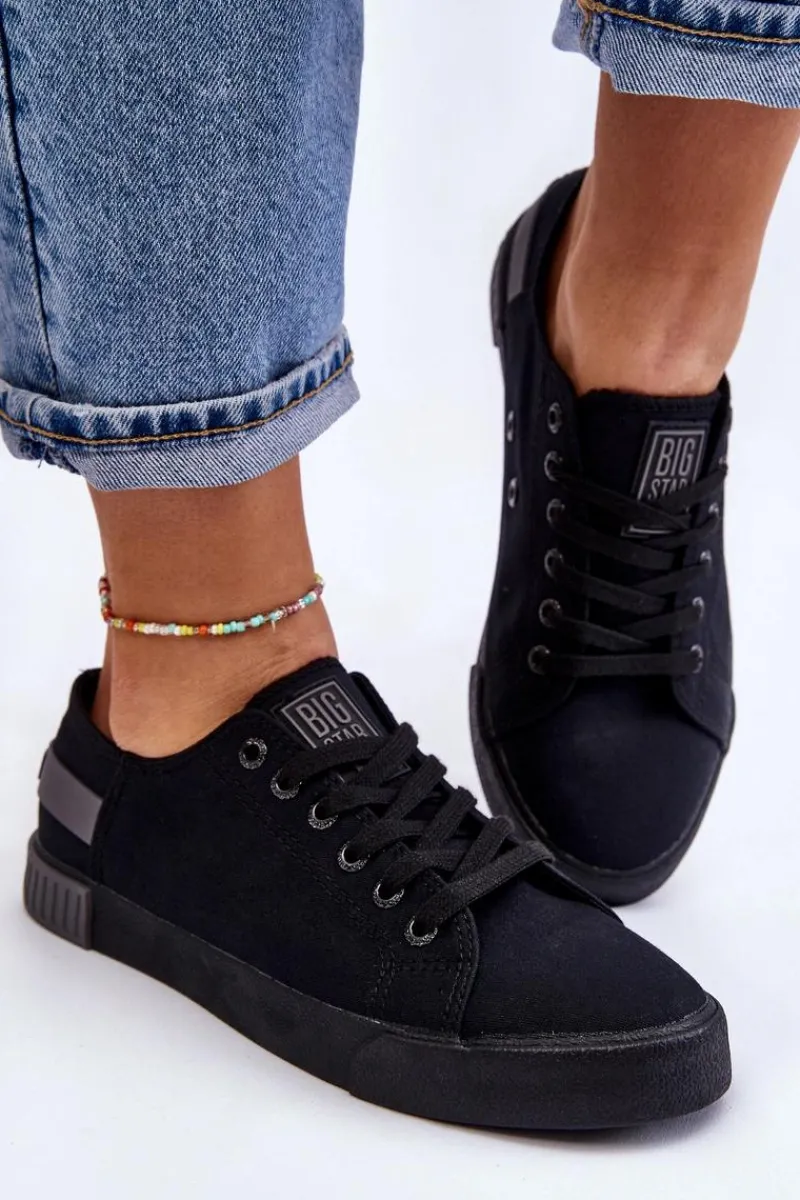 Hot Big Star Shoes Damskie Niskie Trampki Big Star LL274038 Czarne