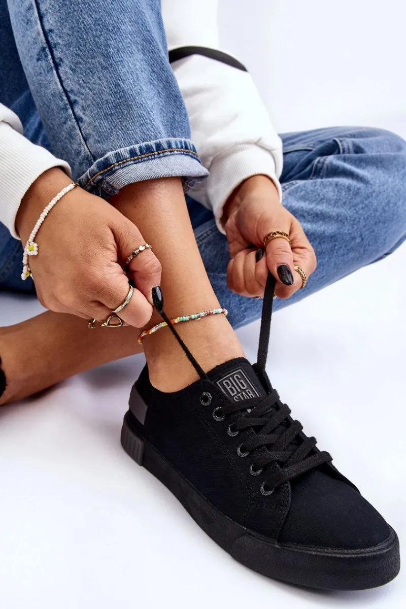 Hot Big Star Shoes Damskie Niskie Trampki Big Star LL274038 Czarne