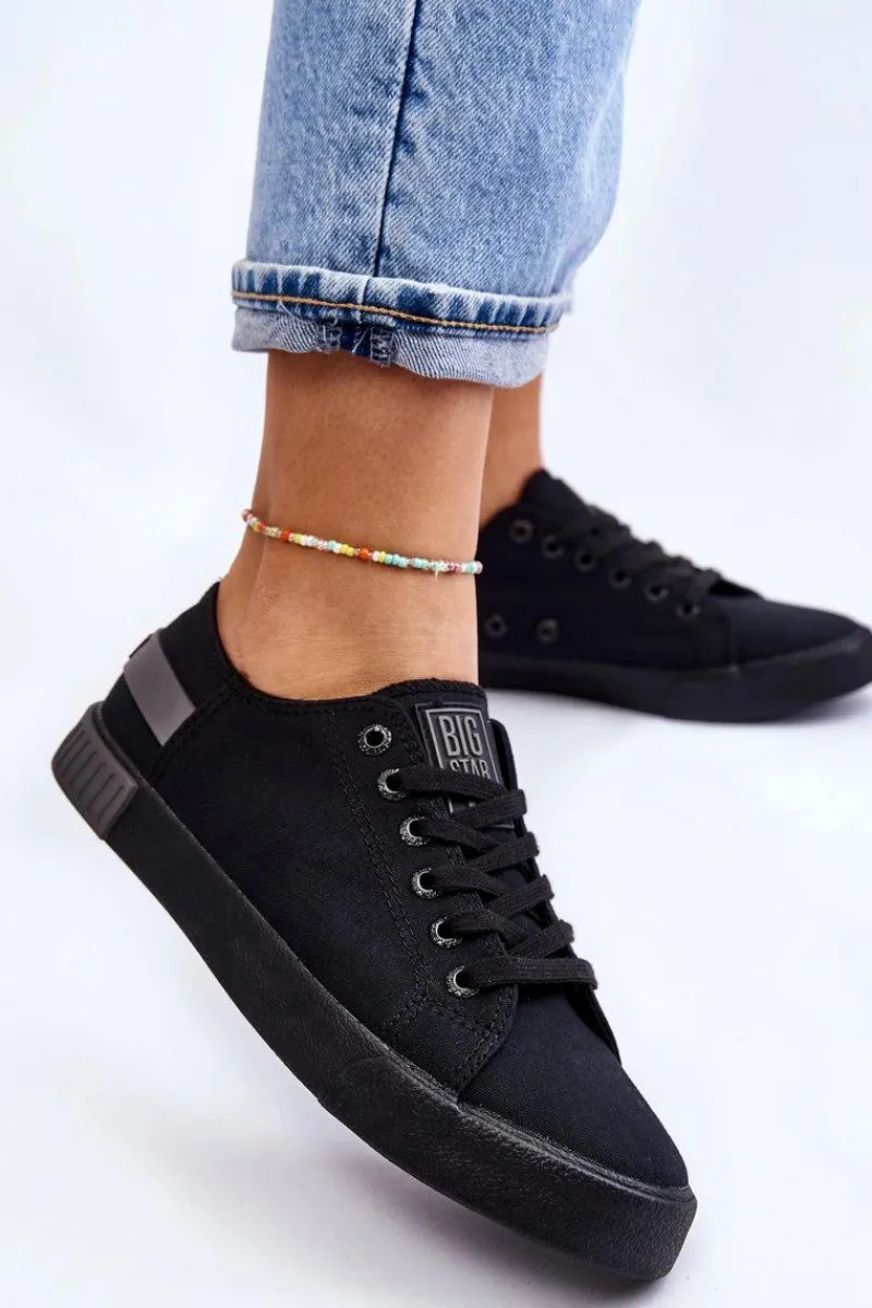 Hot Big Star Shoes Damskie Niskie Trampki Big Star LL274038 Czarne