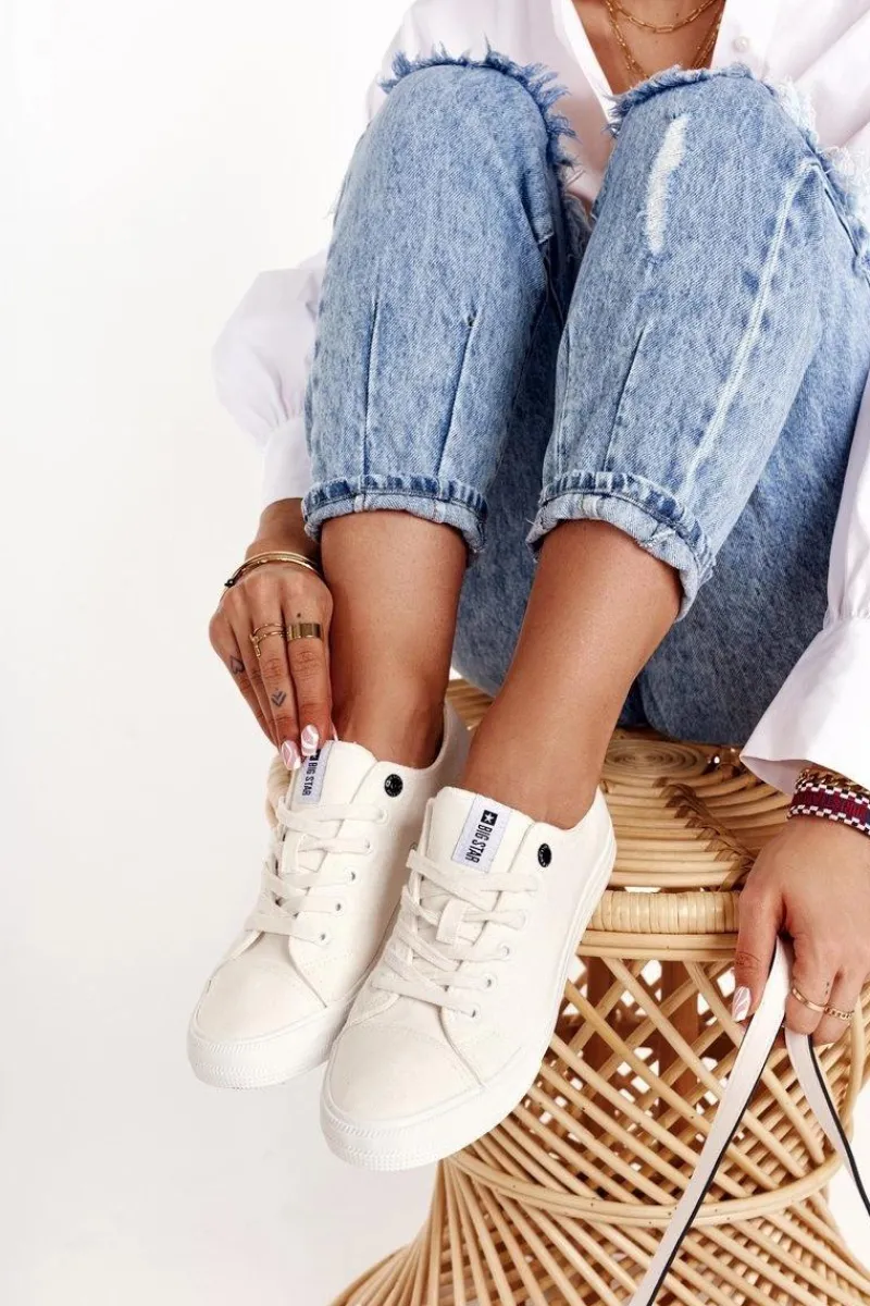 Outlet Damskie Niskie Trampki Big Star DD274451 Białe Damskie Trampki Damskie Big Star|Trampki Damskie Niskie