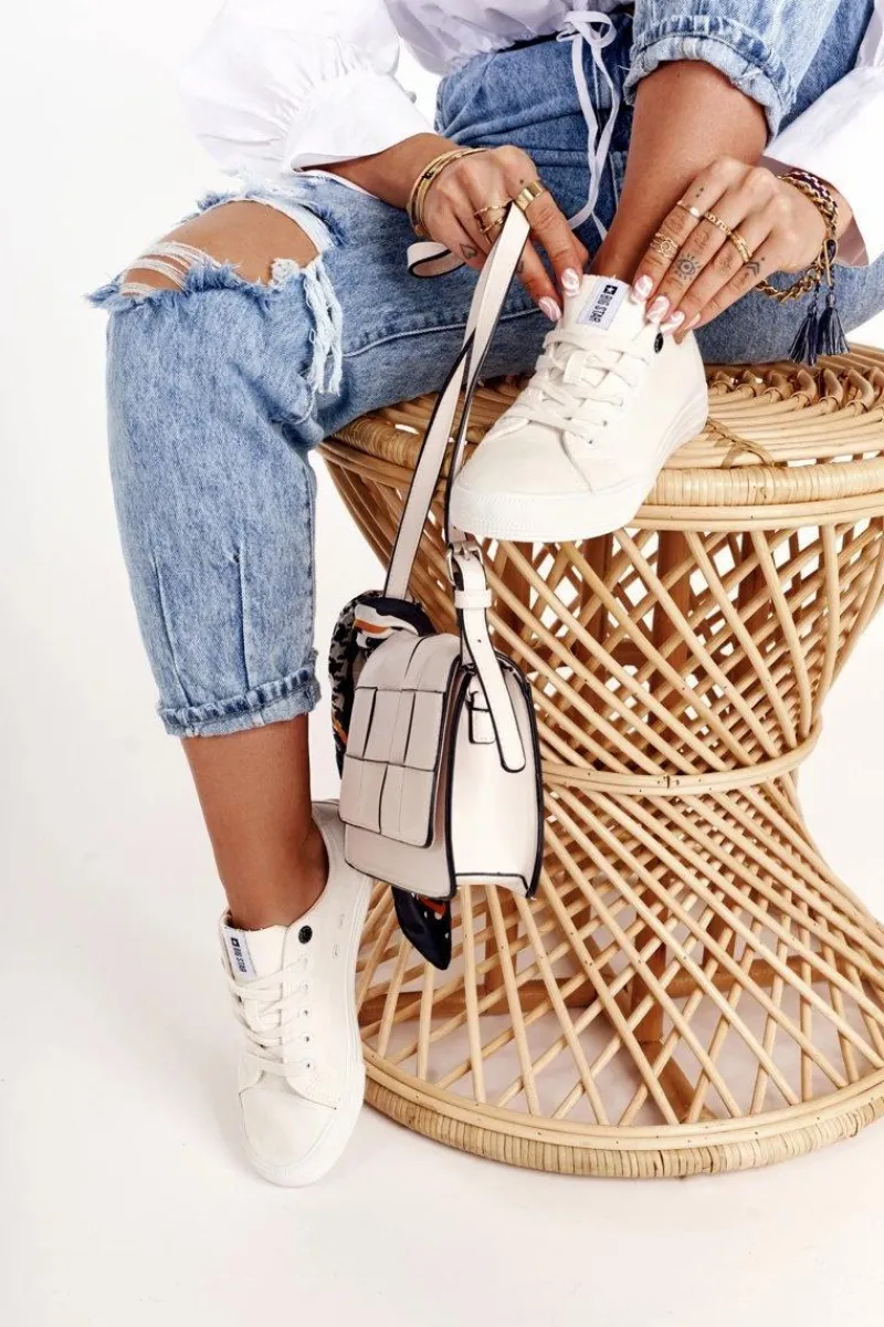 Outlet Damskie Niskie Trampki Big Star DD274451 Białe Damskie Trampki Damskie Big Star|Trampki Damskie Niskie