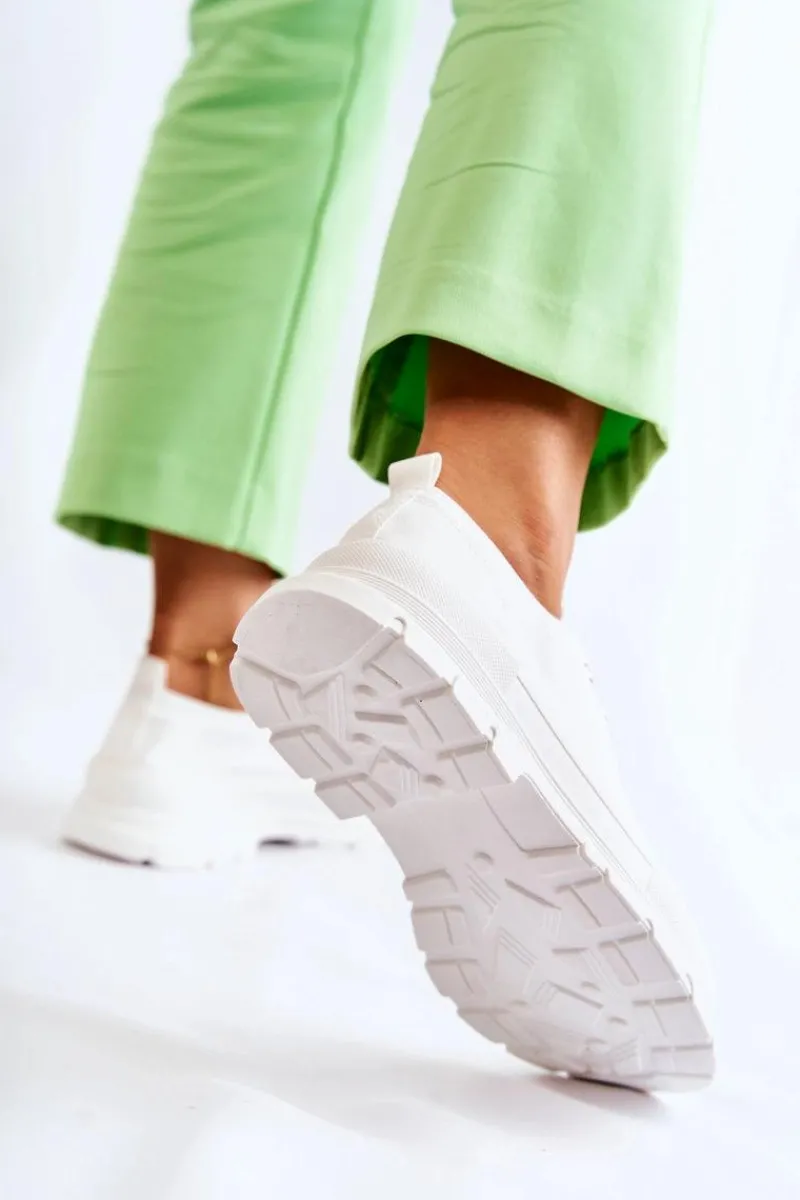 Trampki Damskie Niskie>Boto Damskie Niskie Trampki Materiałowe Białe Gueso