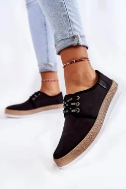 Hot Big Star Shoes Damskie Niskie Trampki Memory Foam System Big Star KK276004 Czarne