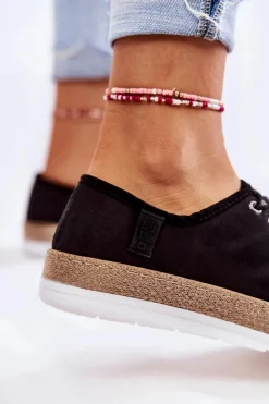 Hot Big Star Shoes Damskie Niskie Trampki Memory Foam System Big Star KK276004 Czarne