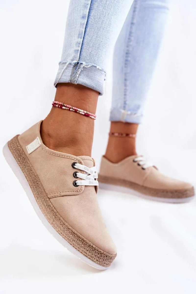 Best Damskie Niskie Trampki Memory Foam System Big Star KK276005 Beżowe Damskie Trampki Damskie Big Star|Trampki Damskie Niskie