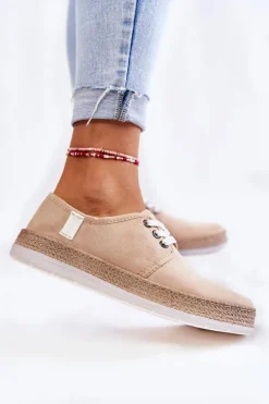 Best Damskie Niskie Trampki Memory Foam System Big Star KK276005 Beżowe Damskie Trampki Damskie Big Star|Trampki Damskie Niskie