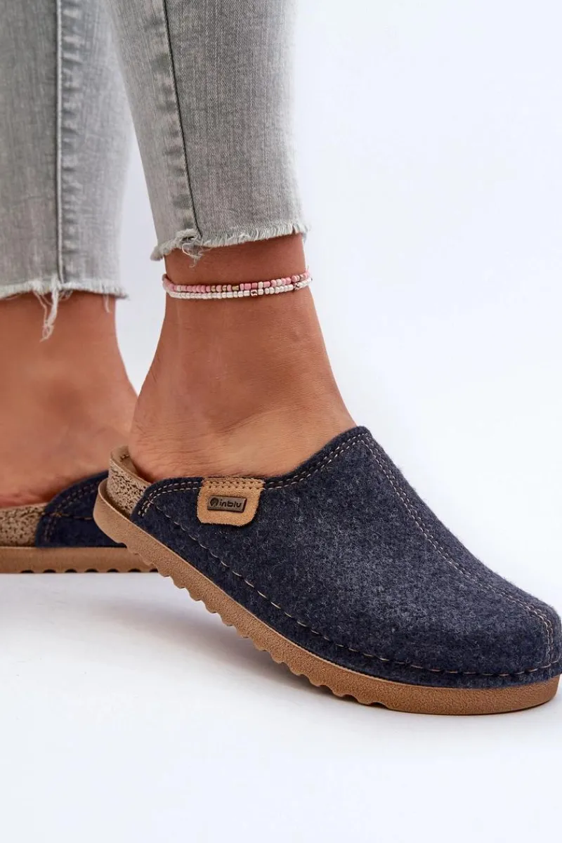 New INBLU Damskie Obuwie Domowe Kapcie DJ000010 Granatowe