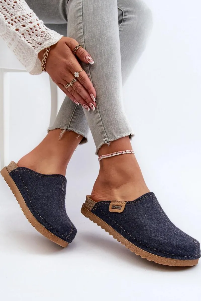 New INBLU Damskie Obuwie Domowe Kapcie DJ000010 Granatowe