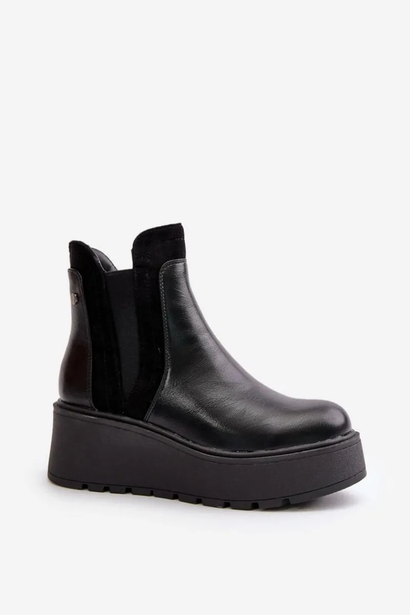 Botki Na Koturnie|Czarne Botki>Boto Damskie Ocieplane Botki Na Platformie I Koturnie Czarne Mivanira