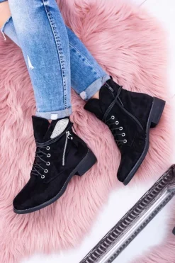 Botki Sznurowane|Botki Płaskie>Boto Damskie Ocieplane Botki Na Zamek Cekiny Zamsz Cortina