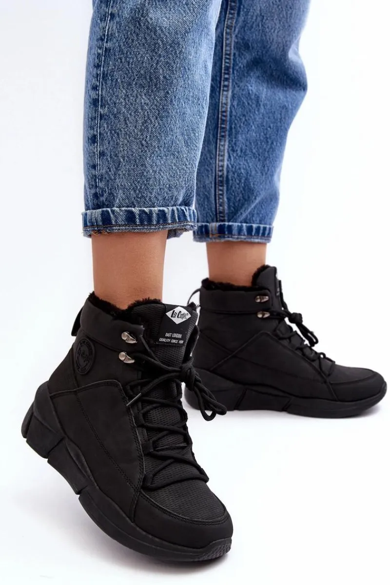 New Damskie Ocieplane Botki Na Platformie LCJ-23-44-1979L Czarne Damskie Trekkingowe Damskie|Damskie Trapery