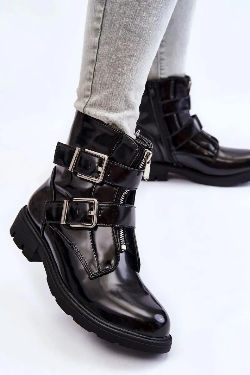 Online Damskie Ocieplane Botki Na Płaskim Obcasie Z Suwakiem Czarne Joshie Damskie Czarne Botki|Botki Zimowe Damskie