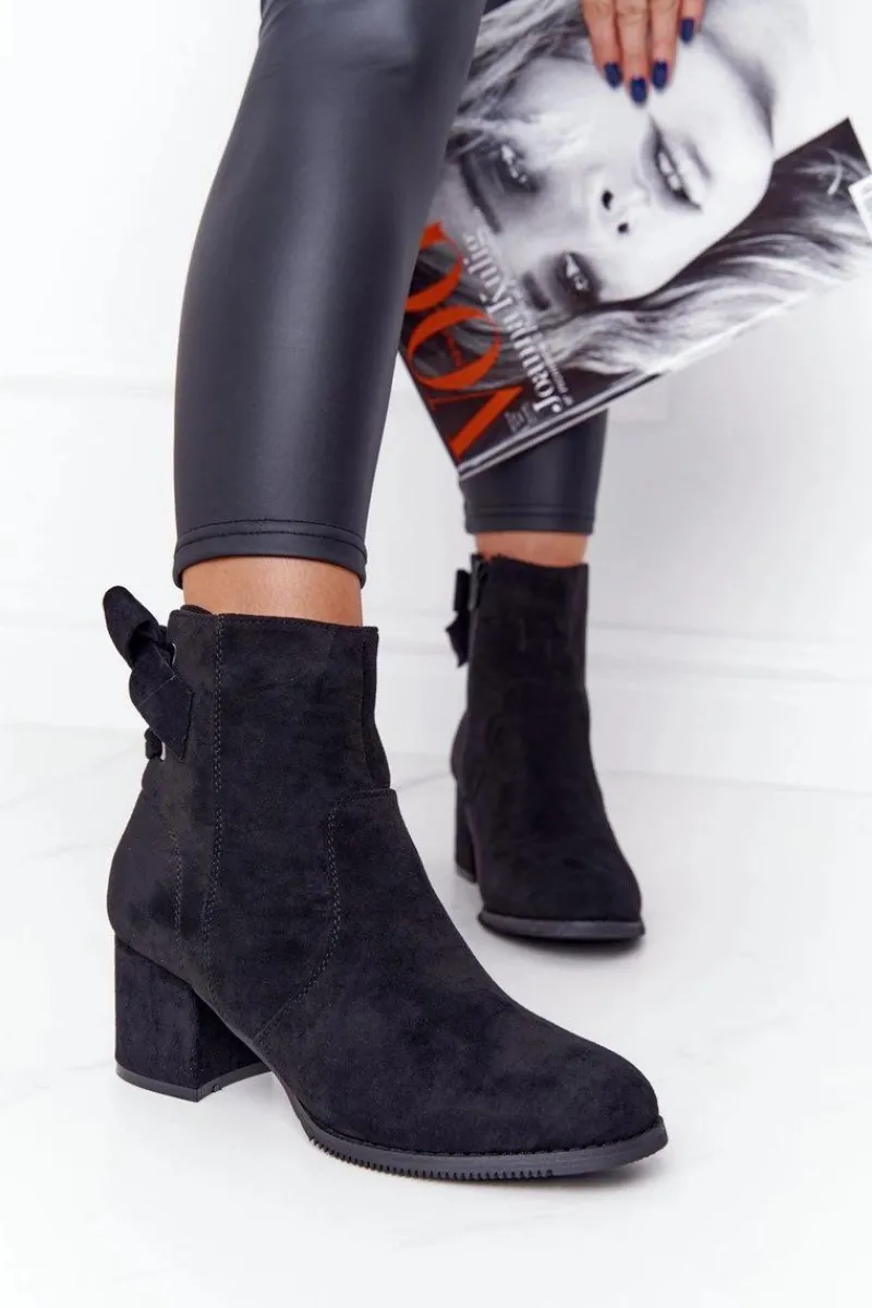 Best Boto Damskie Ocieplane Botki Na Słupku Czarne Kayla