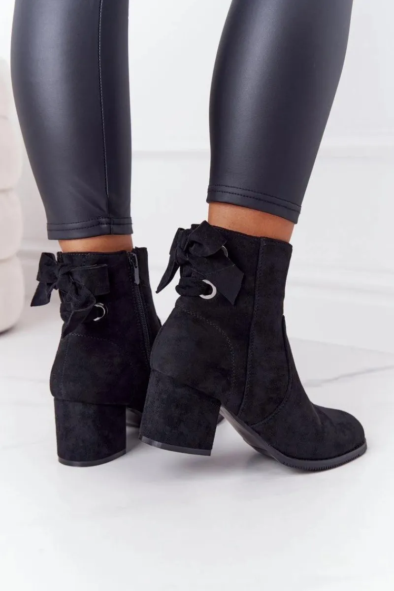 Best Boto Damskie Ocieplane Botki Na Słupku Czarne Kayla