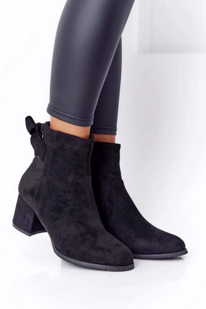 Best Boto Damskie Ocieplane Botki Na Słupku Czarne Kayla