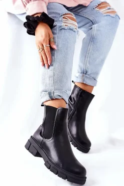 Discount Damskie buty S.Barski Damskie Ocieplane Botki Sztyblety Czarne Roulette