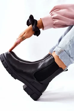 Discount Damskie buty S.Barski Damskie Ocieplane Botki Sztyblety Czarne Roulette