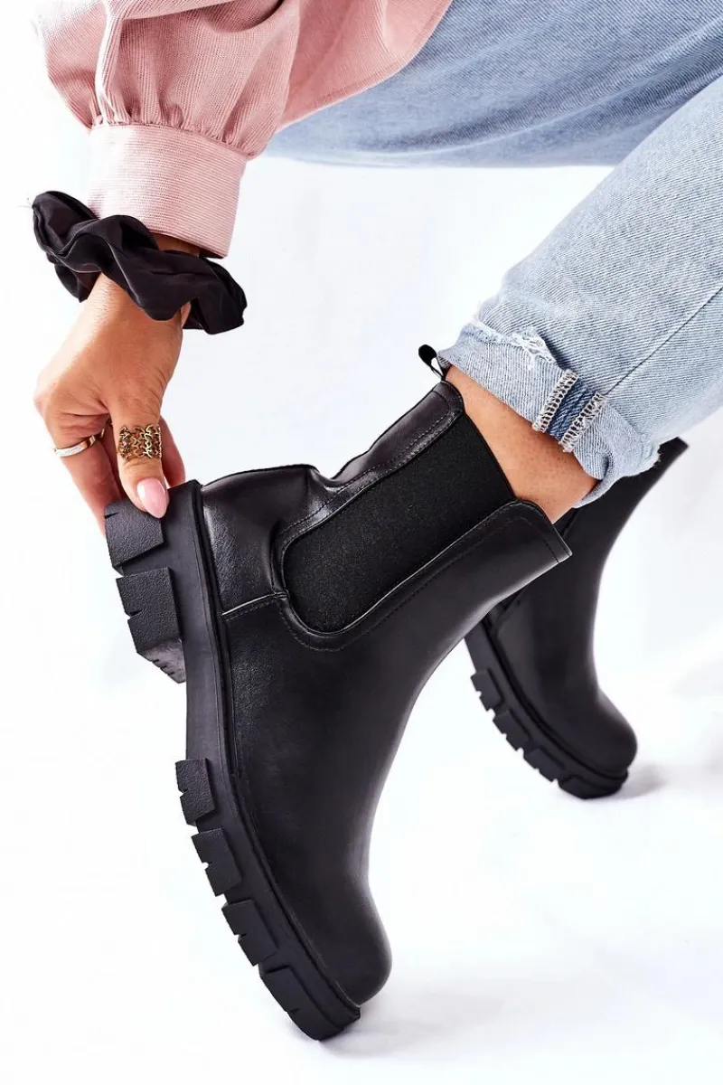 Discount Damskie buty S.Barski Damskie Ocieplane Botki Sztyblety Czarne Roulette