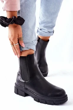 Discount Damskie buty S.Barski Damskie Ocieplane Botki Sztyblety Czarne Roulette