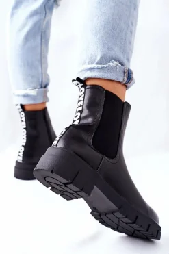 Discount Damskie buty S.Barski Damskie Ocieplane Botki Sztyblety Czarne Roulette