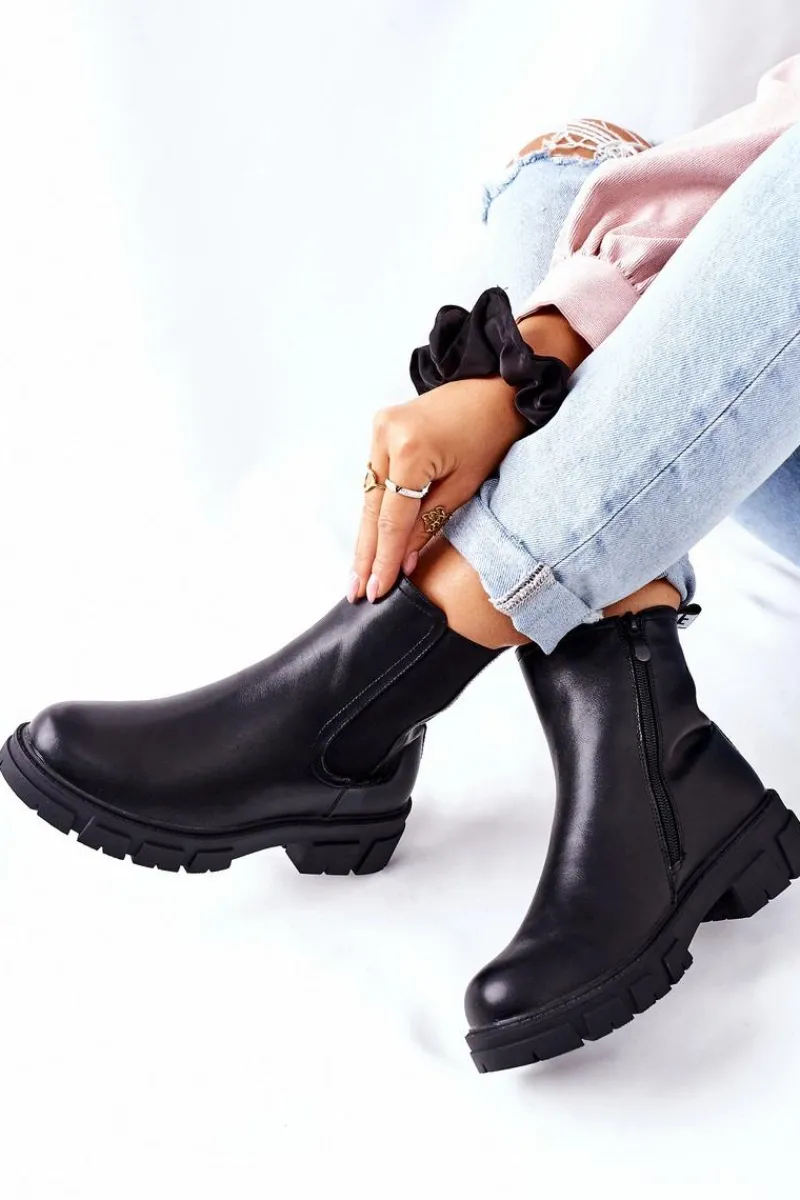 Discount Damskie buty S.Barski Damskie Ocieplane Botki Sztyblety Czarne Roulette