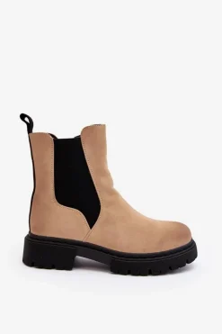 New Damskie Ocieplane Botki Sztyblety Na Suwak Beżowe Vesta Damskie Brązowe I Beżowe Botki|Botki Płaskie