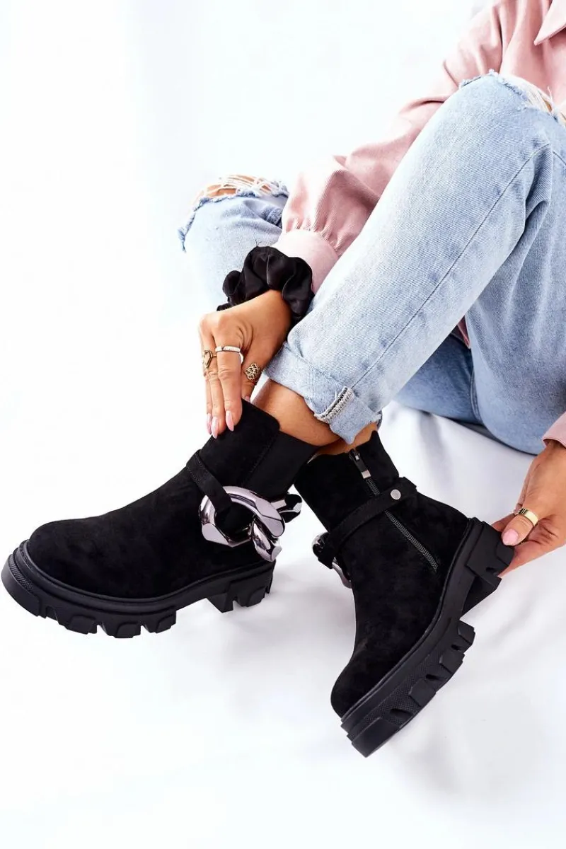 Clearance Damskie Ocieplane Botki Sztyblety Czarne Visione Damskie Czarne Botki|Botki Zimowe Damskie