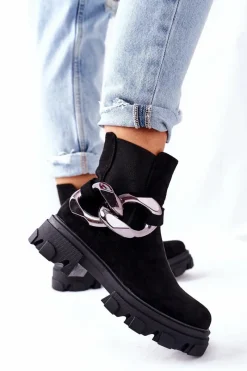 Clearance Damskie Ocieplane Botki Sztyblety Czarne Visione Damskie Czarne Botki|Botki Zimowe Damskie